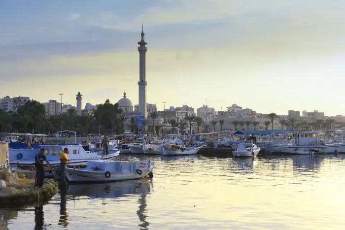Framed Print : Lebanon, Tripoli, El Mina Harbour and mosque Framed Print : Lebanon, Tripoli, El Mina Harbour and mosque