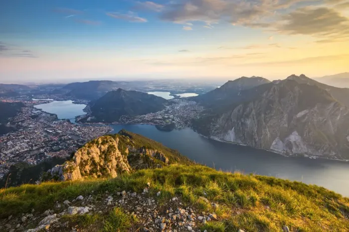 Framed Print : Lecco and Como Lake from Coltignone mountain during sunset, Piani Resinelli Framed Print : Lecco and Como Lake from Coltignone mountain during sunset, Piani Resinelli