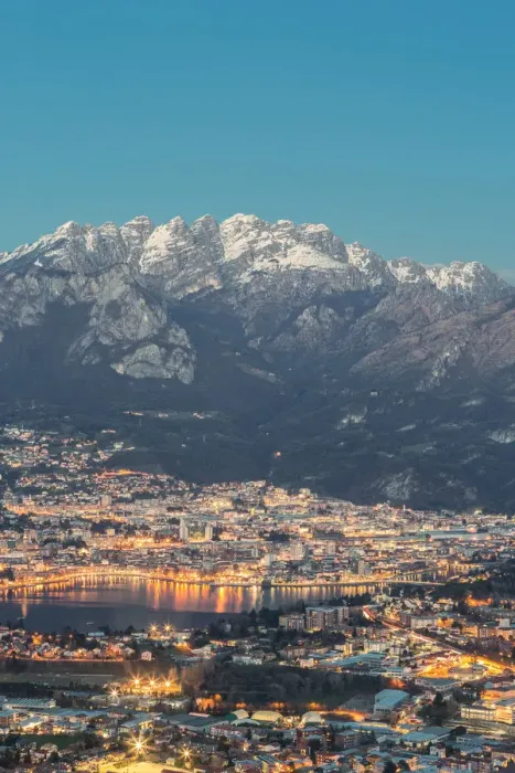 Framed Print : Lecco province at dusk with Resegone mount in the background viewed from San Tomaso Framed Print : Lecco province at dusk with Resegone mount in the background viewed from San Tomaso