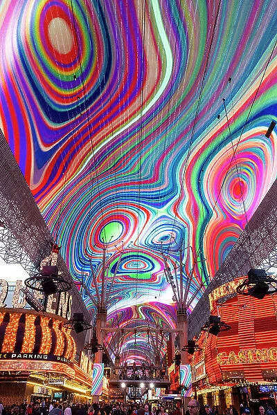 LED canopy over Fremont Street, Downtown, Las Vegas, Nevada, USA