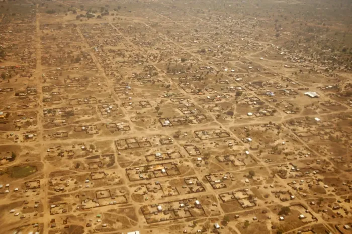 Framed Print : Leer, Unity State, South Sudan. Aerial view of the city Framed Print : Leer, Unity State, South Sudan. Aerial view of the city
