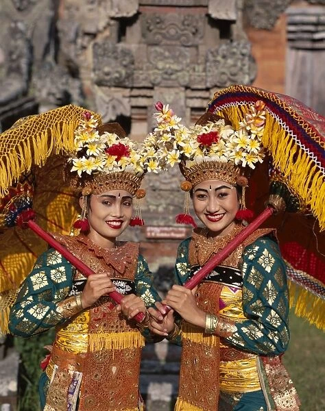 Legong Dancers  /  Girls Dressed in Traditional Dancing Costume