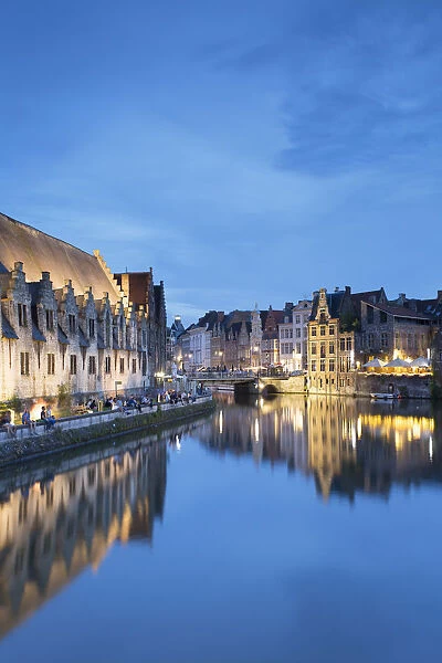 Leie Canal at dusk, Ghent, Flanders, Belgium