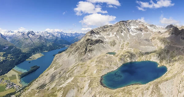 Lej da la Tscheppa while on the left Lake of Sils, Engadin, Canton of Graubunden