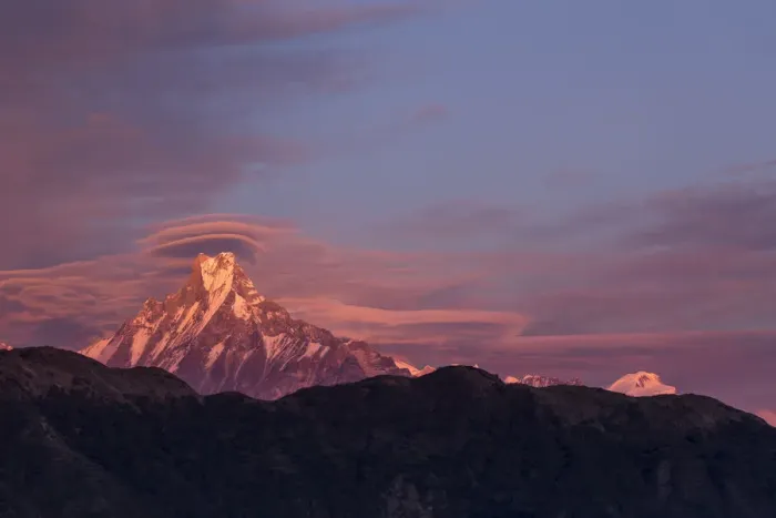 Framed Print : Lenticular clouds at sunset above Machapuchare, Himalayas, Nepal Framed Print : Lenticular clouds at sunset above Machapuchare, Himalayas, Nepal