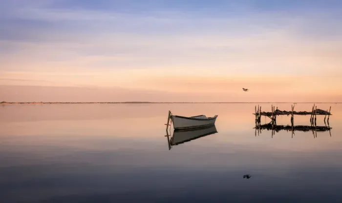 Framed Print : Lesina lake at sunset, Lesina village, Foggia district, Apulia, Italy Framed Print : Lesina lake at sunset, Lesina village, Foggia district, Apulia, Italy