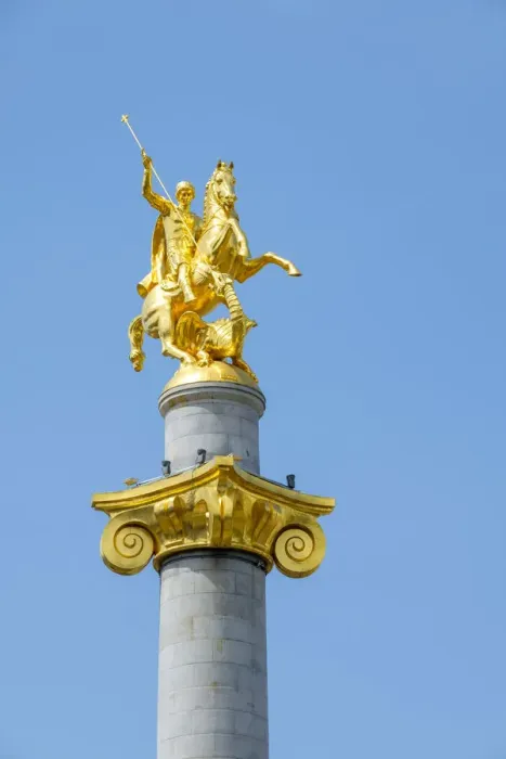 Framed Print : Liberty Monument depicting St George slaying the dragon, Freedom Square, Tbilisi (Tiflis) Framed Print : Liberty Monument depicting St George slaying the dragon, Freedom Square, Tbilisi (Tiflis)