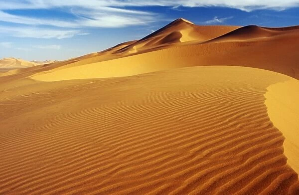 Libya, Fezzan, Erg Uan Kasa. Seemingly endless dunes at Erg Uan Kasa, a sand sea lying between Jebel Akakus and