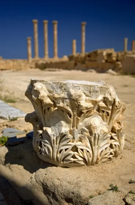 Framed Print : Libya, Tripolitania, Sabrahta; At the Roman city, the remains of a marble column