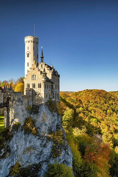 Lichtenstein Castle in Autumn, Baden-Wurttemberg, Germany
