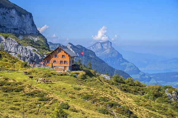 Lidernen hut at Chaiserstock mountain range, Riemenstalden, Glarner Alps, canton Schwyz, Switzerland