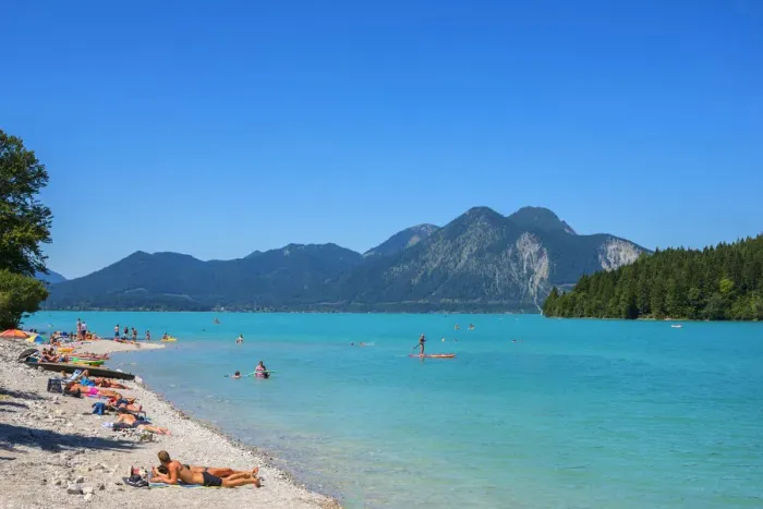 Framed Print : Lido at Lake Walchensee, Bavaria, Germany
