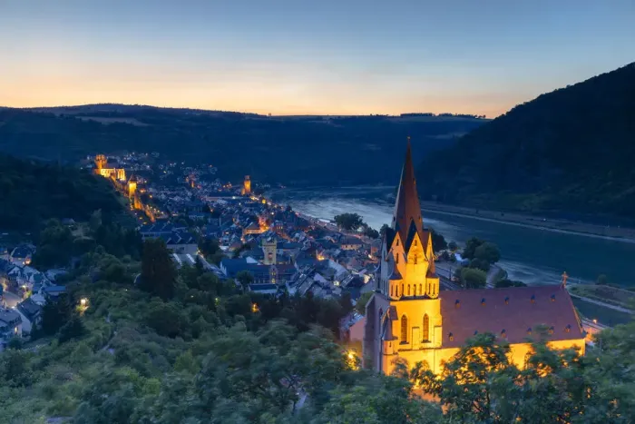 Framed Print : Liebfrauenkirche and River Rhine at sunset, Oberwesel, Rhineland-Palatinate, Germany Framed Print : Liebfrauenkirche and River Rhine at sunset, Oberwesel, Rhineland-Palatinate, Germany