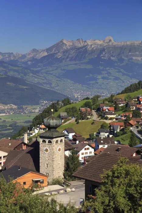 Framed Print : Liechtenstein, Steg Village, Triesen town