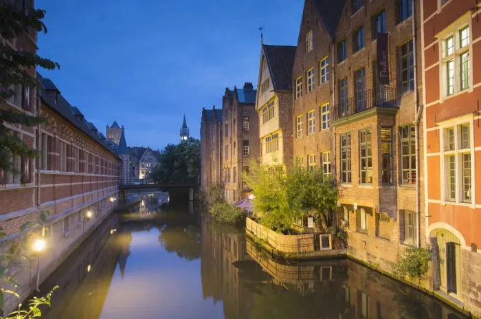 Framed Print : Lieve Canal at dusk, Ghent, Flanders, Belgium Framed Print : Lieve Canal at dusk, Ghent, Flanders, Belgium