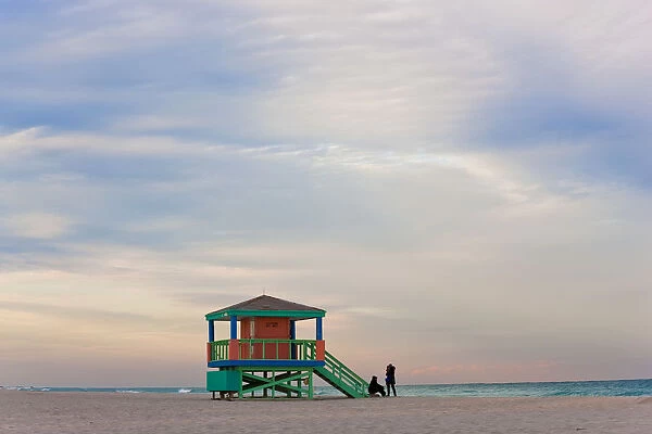 Lifeguard Hut, early morning, South Beach, Miami, Florida, USA