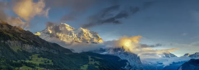 Framed Print : Last Light on Jungfrau, Bernese Oberland, Switzerland