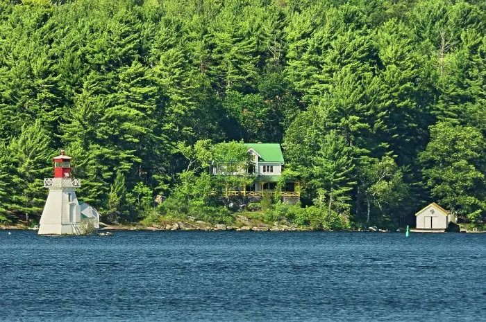 Framed Print : Lighthouse and cottage on Lake Rosseau, Near Rosseau, Ontario, Canada Framed Print : Lighthouse and cottage on Lake Rosseau, Near Rosseau, Ontario, Canada