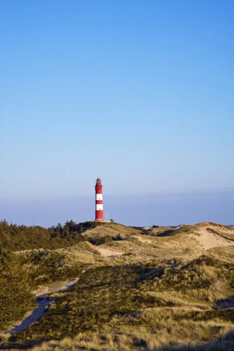 Framed Print : Lighthouse in the dunes, Amrum Island, North Frisian Islands, Schleswig Holstein, Germany