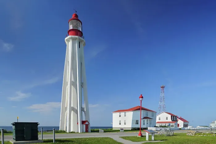 Framed Print : lighthouse on Gulf of St. Lawrence _Pointe-Au-Pere National Histtoric Site, Quebec, Canada