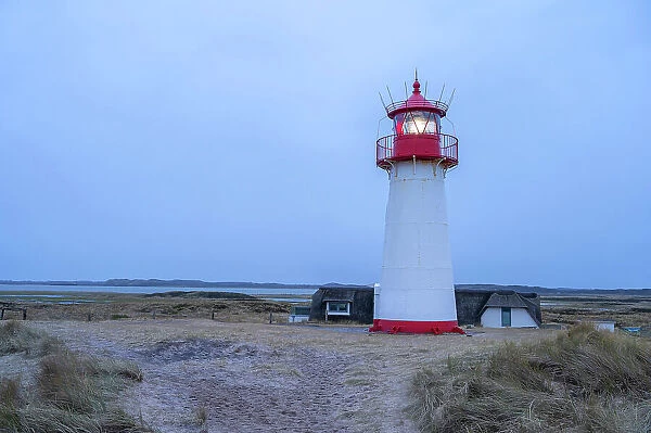 Lighthouse List West at dusk, Ellenbogen area, Sylt Island, North Frisian Islands, Schleswig Holstein, Germany