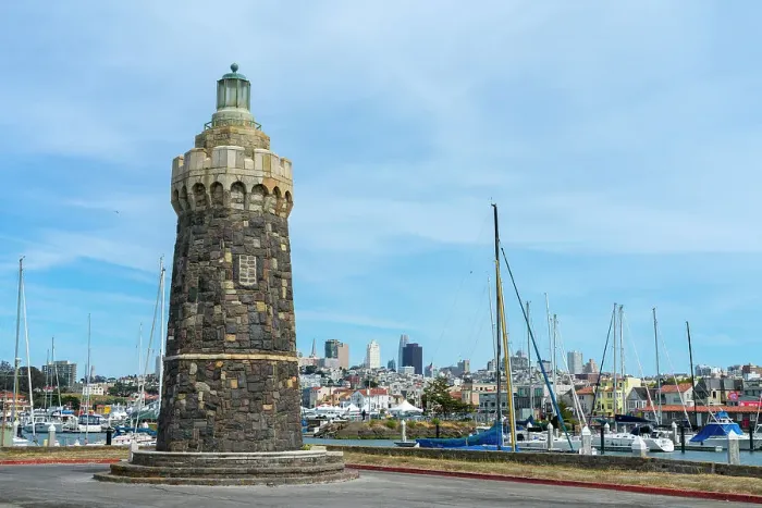 Framed Print : Lighthouse at Marina Green, San Francisco, San Francisco Peninsula, San Francisco Bay Area, California, USA