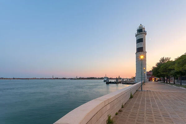 The lighthouse of Murano (the only one in Venice Lagoon) at dusk, Murano Island, Venice