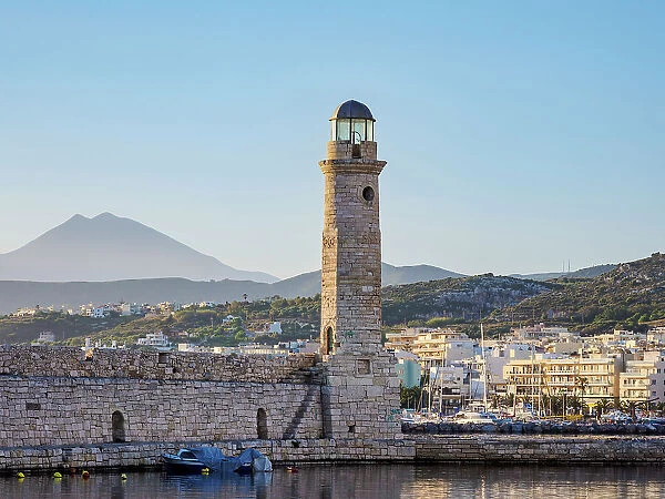 Lighthouse at the Old Venetian Port, City of Rethymno, Rethymno Region, Crete, Greece