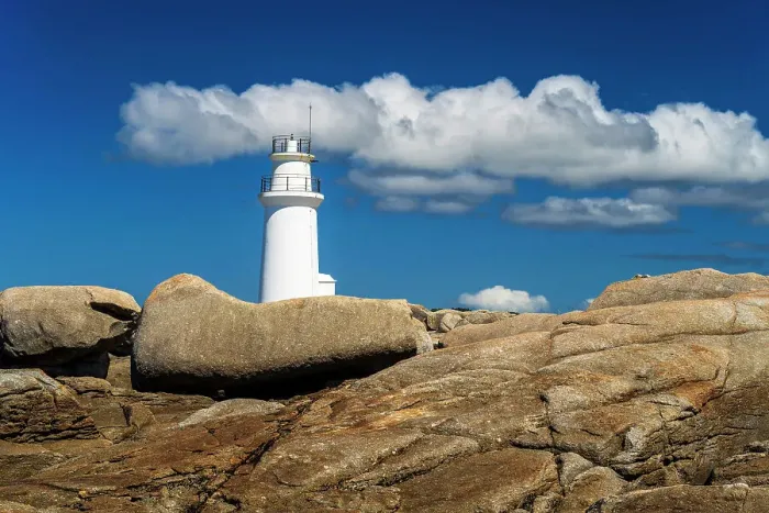 Framed Print : Lighthouse, Virxe da Barca, Muxia, Galicia, Spain