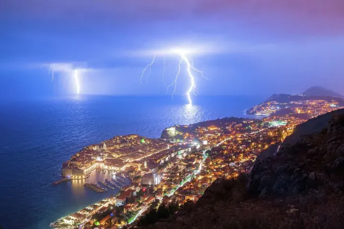 Framed Print : Lightning storm over Dubrovnik, Dalmatian Coast, Adriatic, Croatia Framed Print : Lightning storm over Dubrovnik, Dalmatian Coast, Adriatic, Croatia