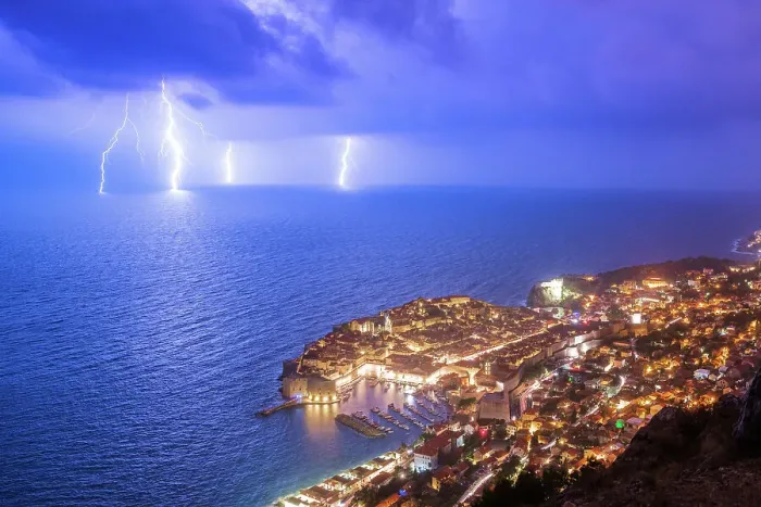 Framed Print : Lightning storm over Dubrovnik, Dalmatian Coast, Adriatic, Croatia Framed Print : Lightning storm over Dubrovnik, Dalmatian Coast, Adriatic, Croatia
