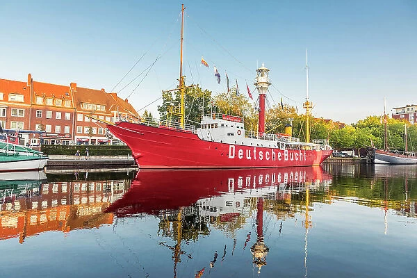 Lightship Amrumbank in the Ratsdelft, Emden, East Frisia, Lower Saxony, Germany