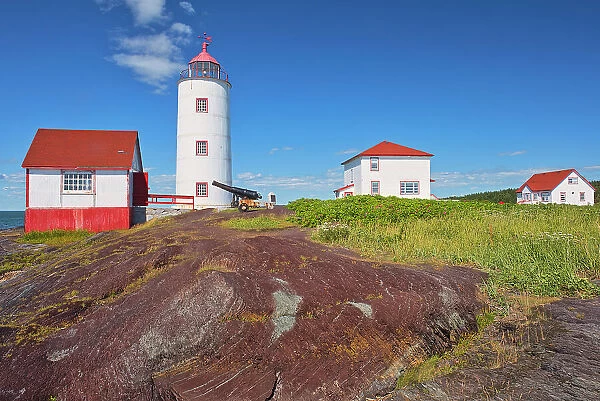 Ligthouse on the shore of the St. Lawrence River. Bas St. Laurent Region. Ile Verte lighthouse is the oldest on the St. Lawrence L'Isle-Verte, Quebec, Canada