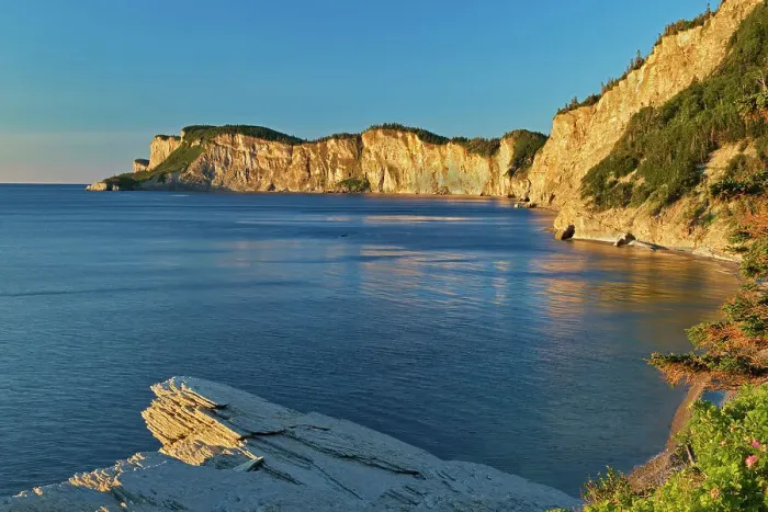 Framed Print : Limestone cliffs of Cap-Bon-Ami along the Gulf of St. Lawrence. Appalachians‚Ao northeasternmost tip in North America. Forillon National Park, Quebec, Canada