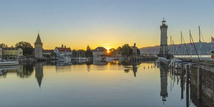 Framed Print : Lindau harbour with Mangturm Tower and Lighthouse at Sunrise, Bodensee, Bayern, Schwaben Framed Print : Lindau harbour with Mangturm Tower and Lighthouse at Sunrise, Bodensee, Bayern, Schwaben
