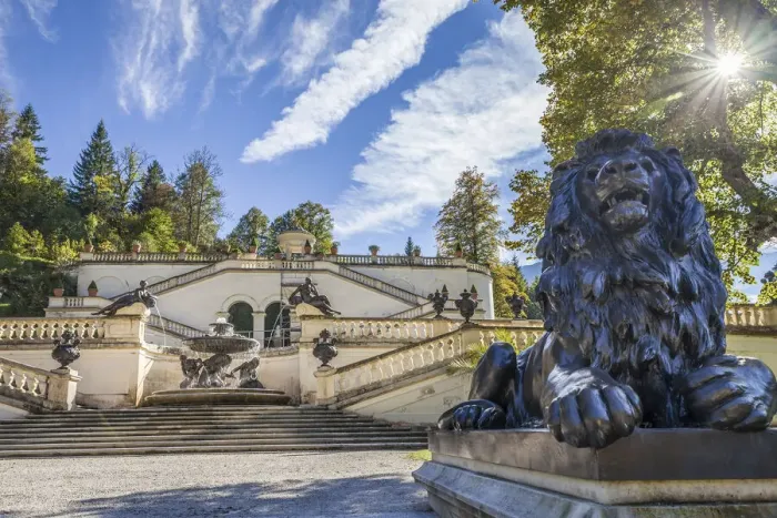 Framed Print : Linderhof was the royal palace of Ludwig II of Bavaria. It is located in Ettal im Framed Print : Linderhof was the royal palace of Ludwig II of Bavaria. It is located in Ettal im