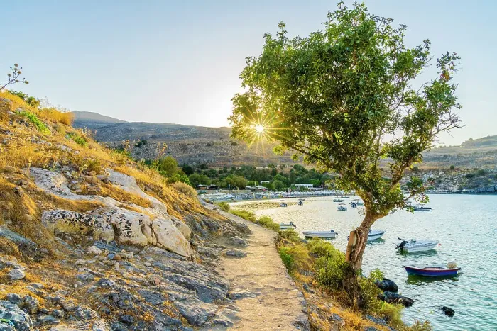 Framed Print : Lindos beach at sunset, Lindos, Rhodes, Dodecanese Islands, Greece Framed Print : Lindos beach at sunset, Lindos, Rhodes, Dodecanese Islands, Greece