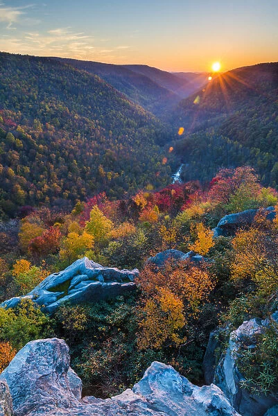 Lindy Point at Sunset in Autumn, Blackwater Falls State Park, West Virginia, USA