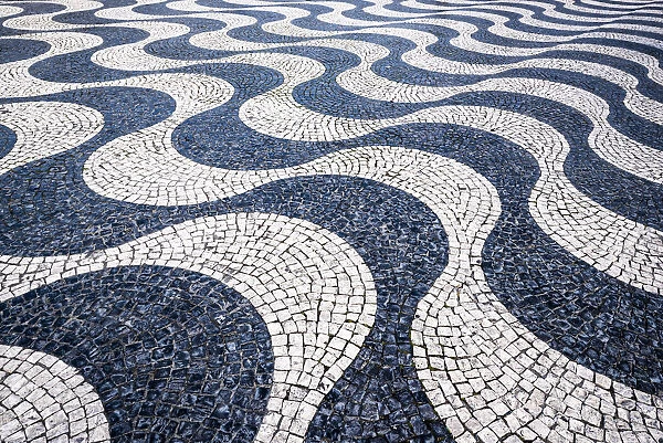 Lisbon, Portugal. Iconic swaying tiles of Rossio Square