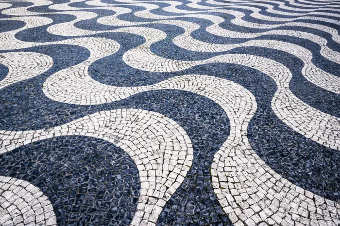 Framed Print : Lisbon, Portugal. Iconic swaying tiles of Rossio Square