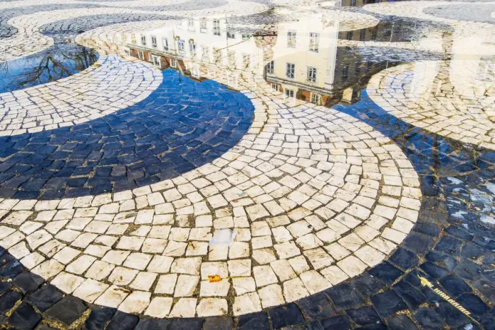 Framed Print : Lisbon, Portugal. Iconic swaying tiles of Rossio Square