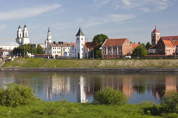 Lithuania, Central Lithuania, Kaunas, Old Town and Nemunas riverfront, morning