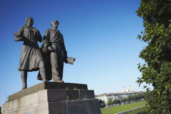 Framed Print : Lithuania, Vilnius, Communist Statues On Green Bridge (Zaliasis Tiltas) Framed Print : Lithuania, Vilnius, Communist Statues On Green Bridge (Zaliasis Tiltas)