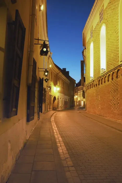 Framed Print : Lithuania, Vilnius, Stikliu Gatve At Dusk Framed Print : Lithuania, Vilnius, Stikliu Gatve At Dusk