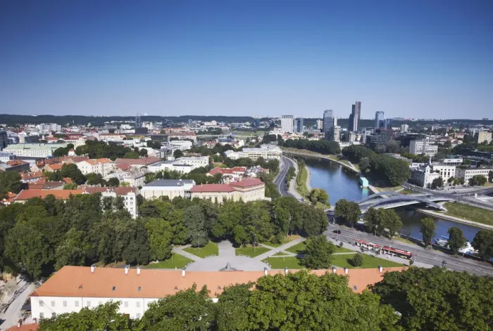 Framed Print : Lithuania, Vilnius, View Of New Town With Business District In Background Framed Print : Lithuania, Vilnius, View Of New Town With Business District In Background