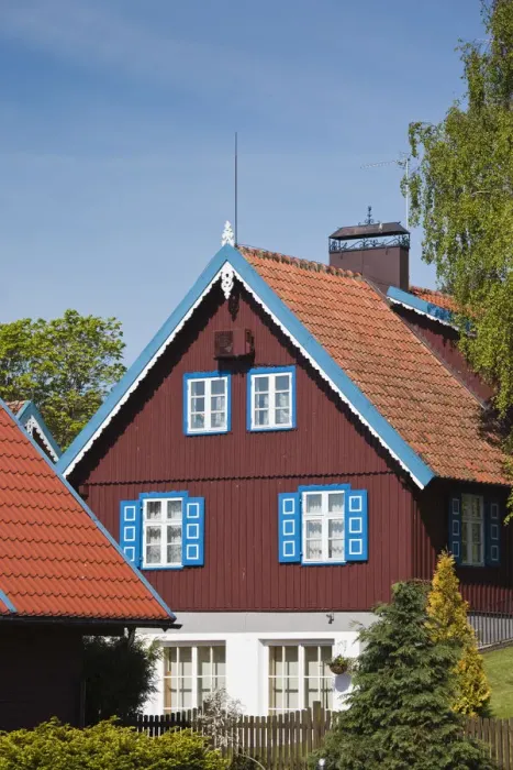 Framed Print : Lithuania, Western Lithuania, Curonian Spit, Nida, village house detail Framed Print : Lithuania, Western Lithuania, Curonian Spit, Nida, village house detail
