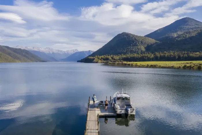 Framed Print : A little boat and a jetty in the Rotoroa lake, part of the Nelson lakes in New Zealand Framed Print : A little boat and a jetty in the Rotoroa lake, part of the Nelson lakes in New Zealand