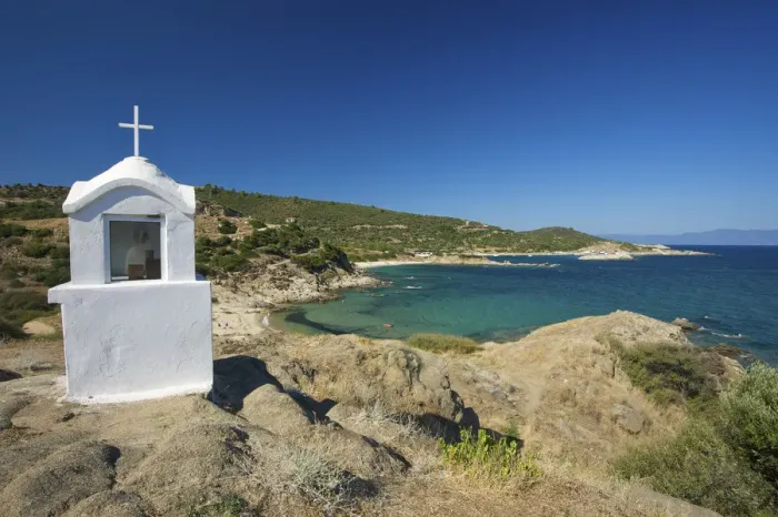 Framed Print : Little chapel near Sarti, Sithonia, Halkidiki, Greece