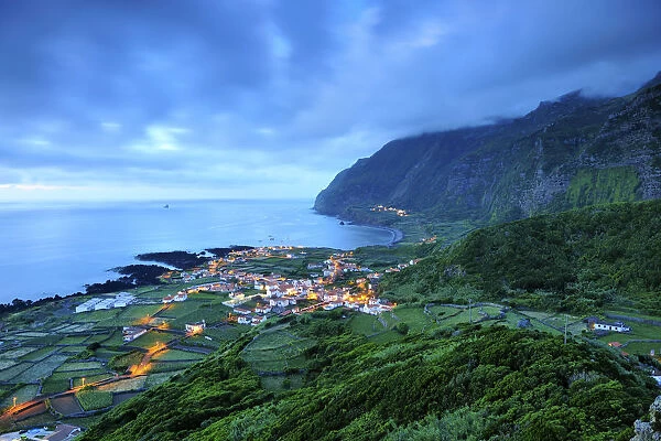 The little village of Faja Grande at night. The westernmost location in Europe. Flores