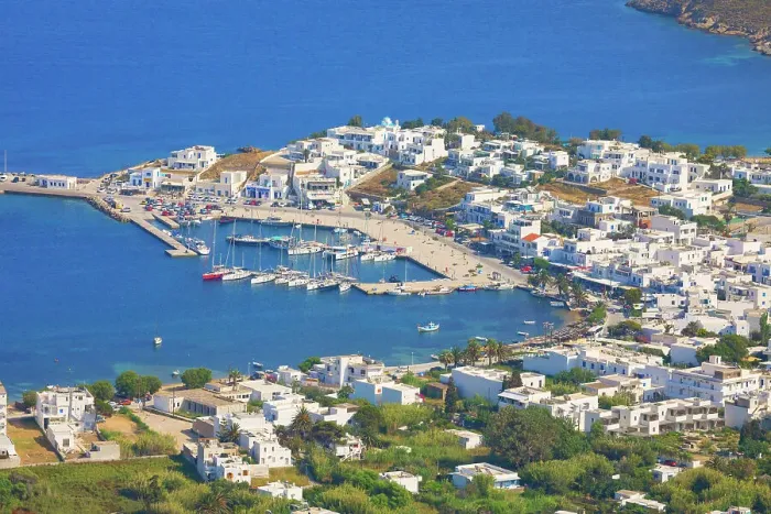Framed Print : Livadi bay, high angle view, Livadi, Serifos Island, Cyclades Islands, Greece